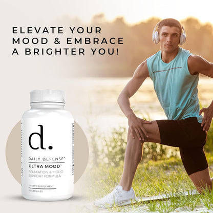 Daily Defence Ultra Mood Support Supplement - 60 Capsules - Mood Enhancer with 5-HTP, Ashwagandha, GABA & More