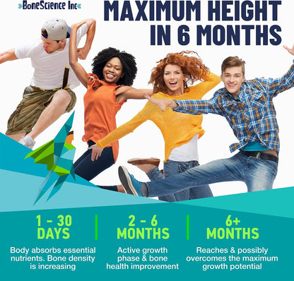 Height Growth Maximiser - Growth Optimisation Supplement for Teens & Young Adults – Bone & Development Support with Calcium, Vitamin D3, Zinc & Amino Acids – 60 Count