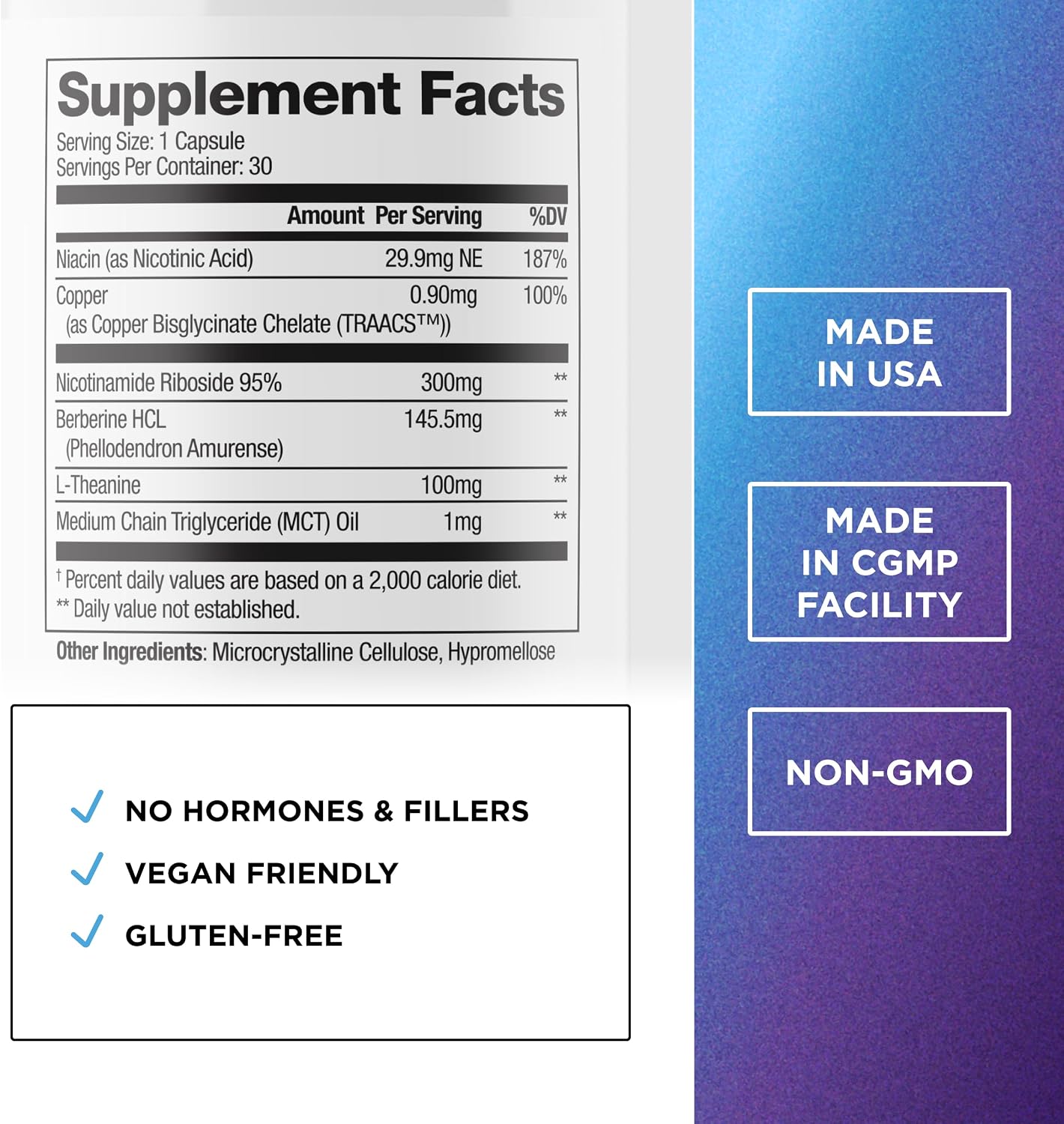 DR. EMIL NUTRITION NAD+ Boost – Nicotinamide Riboside with Berberine & L-Theanine – 30-Day Supply - görsel 2