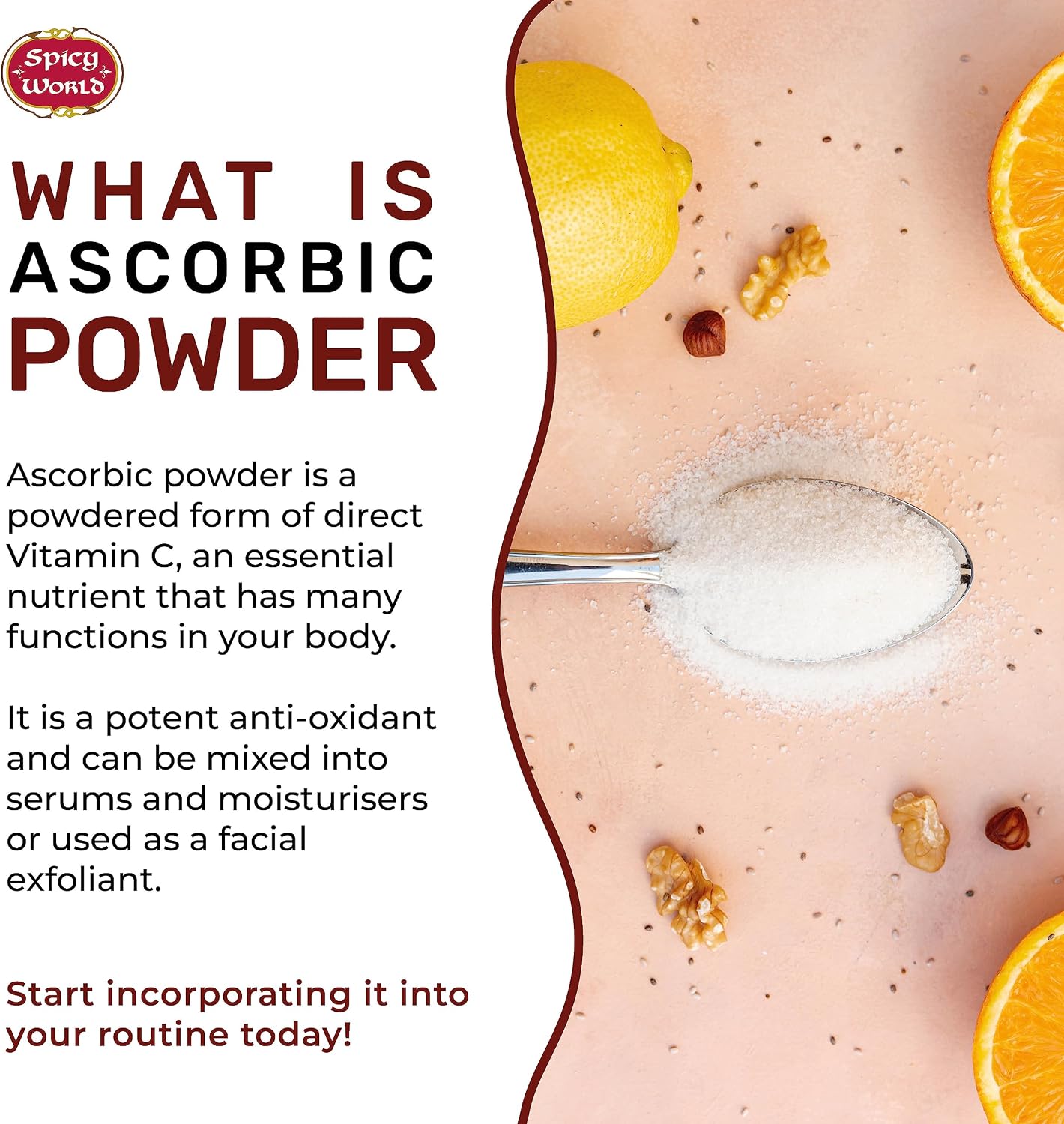 Spicy World Ascorbic Acid Vitamin C Powder 5 lb - Pure Vitamin C Powder, USP Bulk - görsel 3
