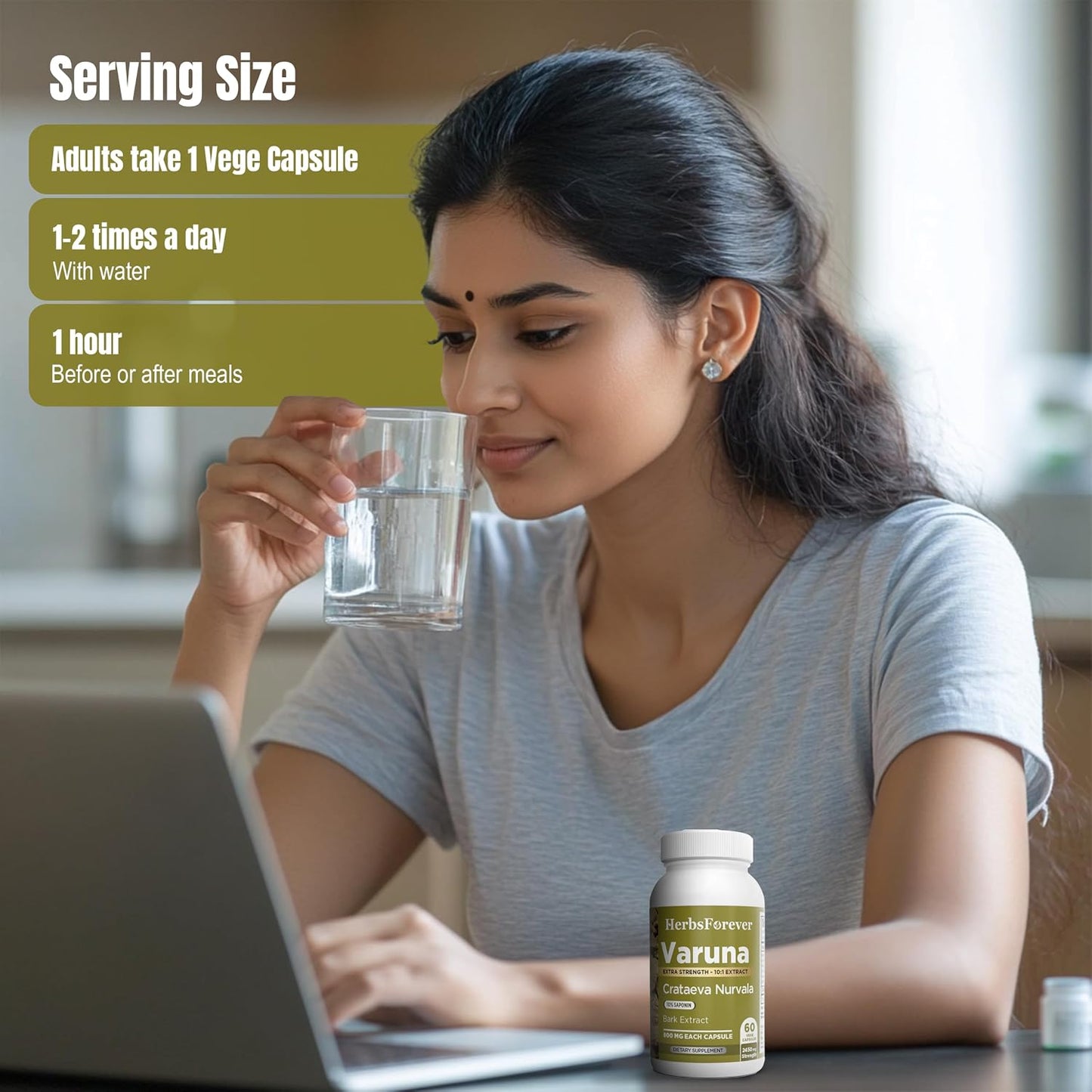 Varuna Nurvala Extract Capsules – Vegan & Gluten-free Bladder & Kidney Support, 800 mg (60 Capsules) - görsel 7