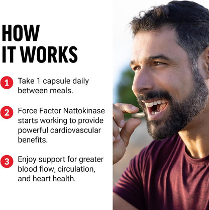 Force Factor Nattokinase 2000 FU, Heart Health & Blood Circulation Support, Non-GMO, Vegan, 90 Veg Capsules