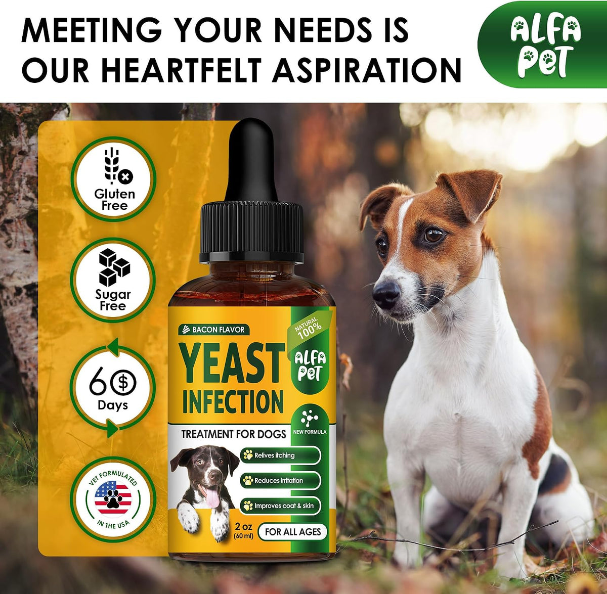 Yeast Infection Treatment for Dogs – Liquid Herbal Supplement – Bacon Flavour, 60 ml - görsel 5