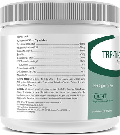 TRP-Tri-COX Soft Chews for Dogs - Joint Care Supplement with Glucosamine, MSM, UC-II Collagen & Omega-3s, 120 Chews