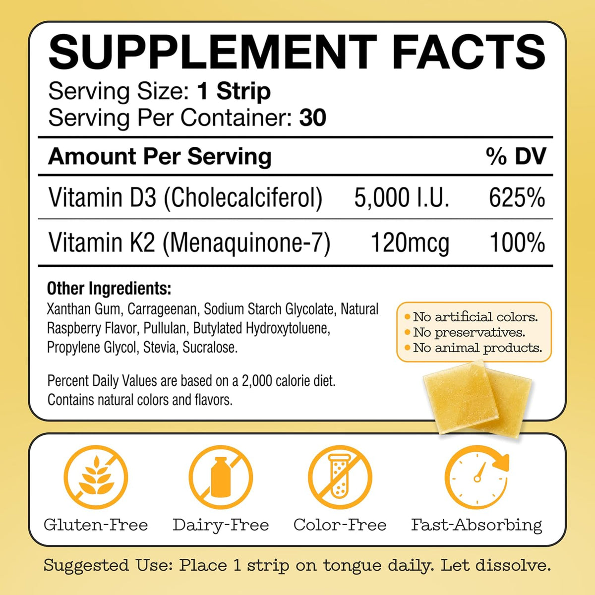 Vitamin D3 K2 Supplement 5000 IU - Fast-Absorbing Oral Strips for Bone and Immune Support - görsel 9