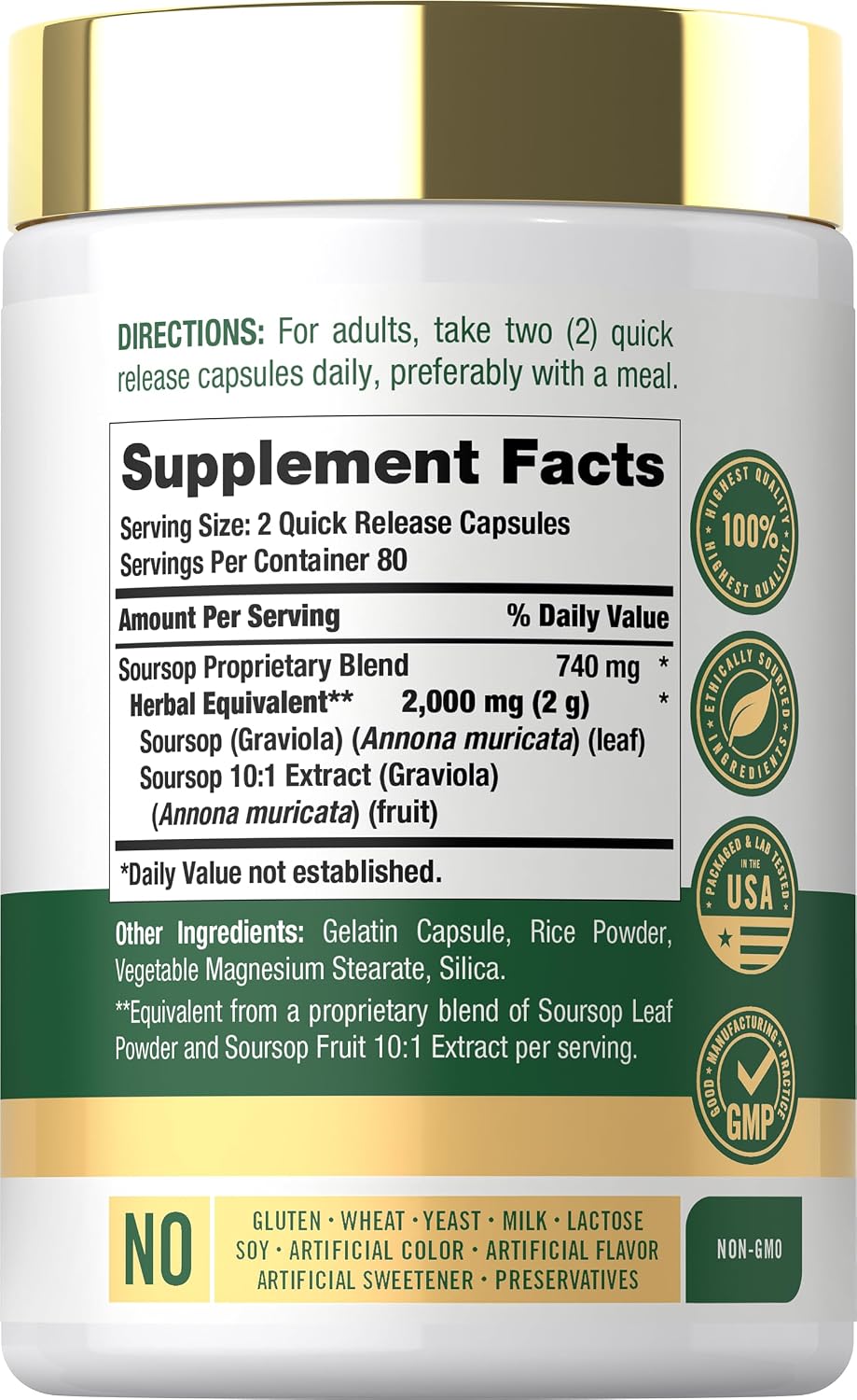 Carlyle Soursop Leaves, 160 Capsules - Traditional Herbal Food Supplement - görsel 2