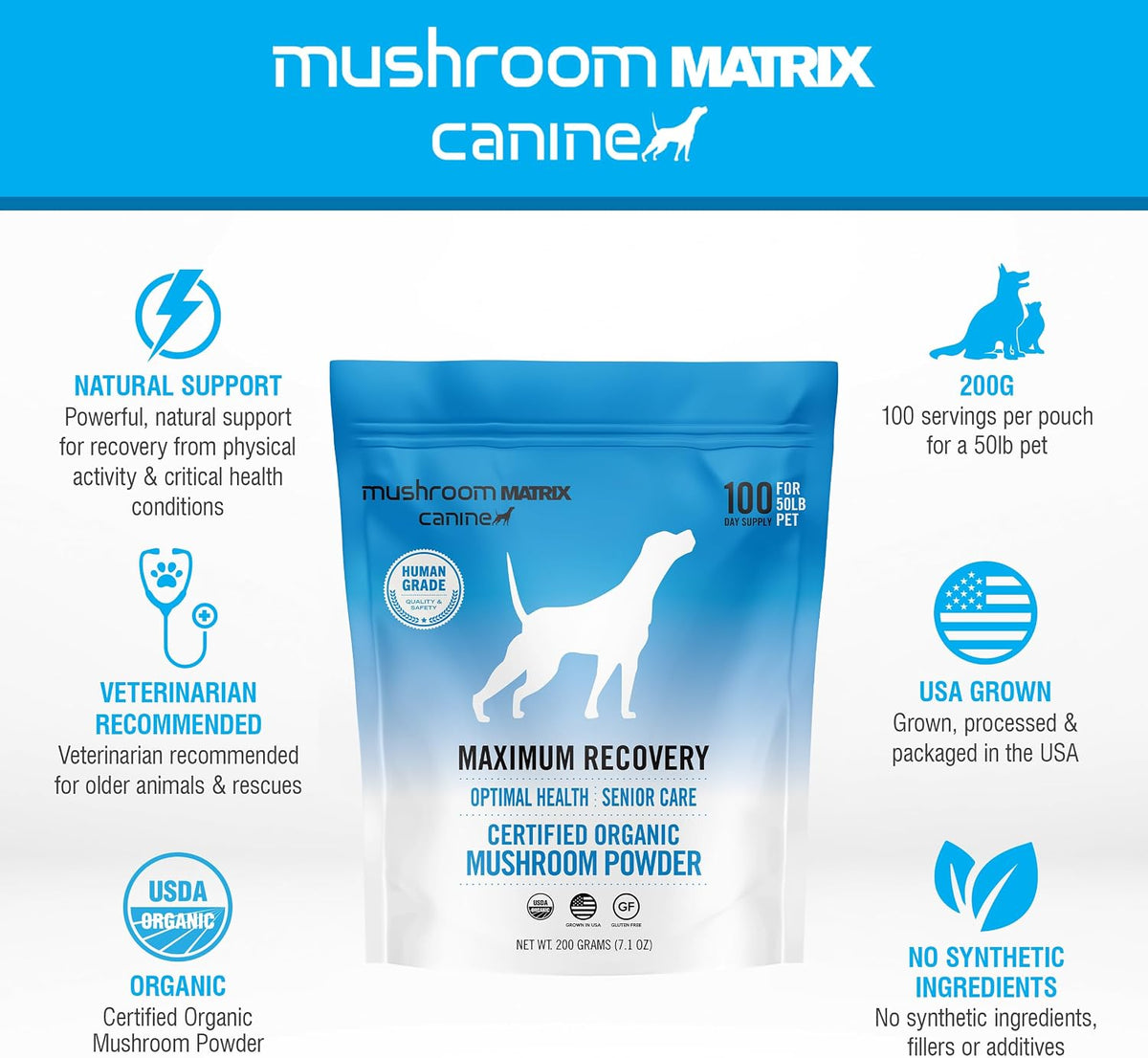Om Mushroom Matrix Maximum Recovery Mushroom – Encourages joint comfort – Many pet owners report less stiffness – Image 3