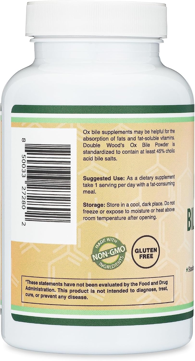 Double Wood Ox Bile Food Supplement - 1,000mg Per Serving (500mg per Capsule, 120 Capsules) - Standardised to 45% Cholic Acid Bile Salts - görsel 4