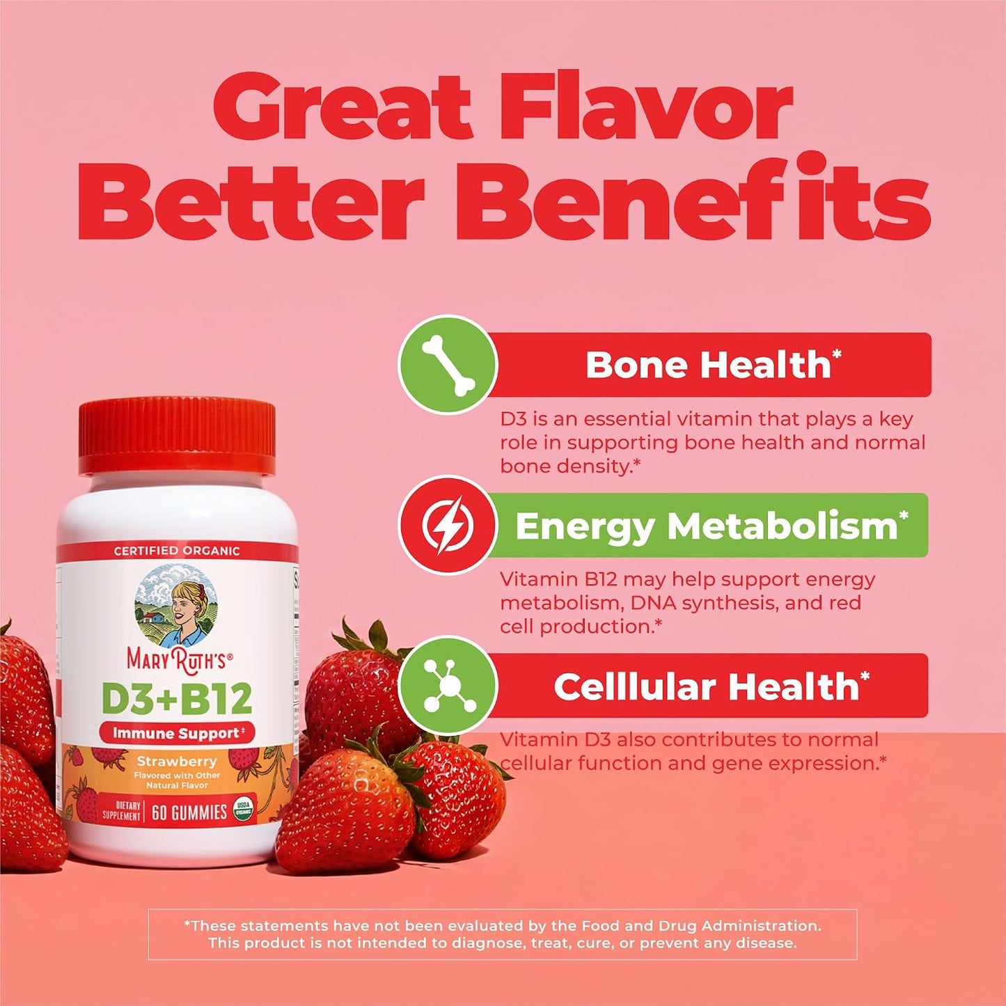 MaryRuth's Organic Vitamin D3 + B12 Gummies - 60 Gummies - görsel 4