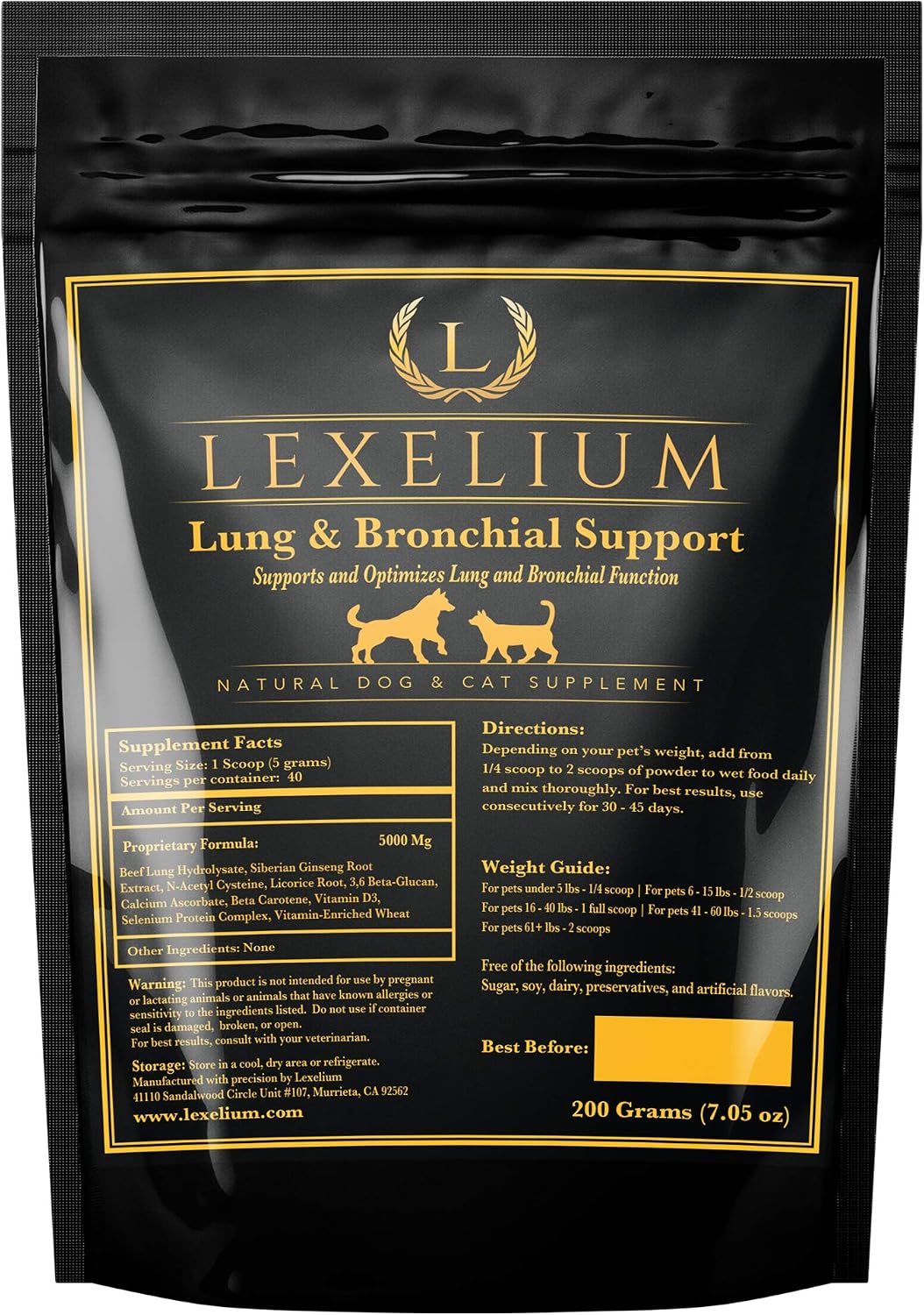 Lung & Bronchial Supplement for Dogs and Cats – Breathing Support Powder (200g) - görsel 1