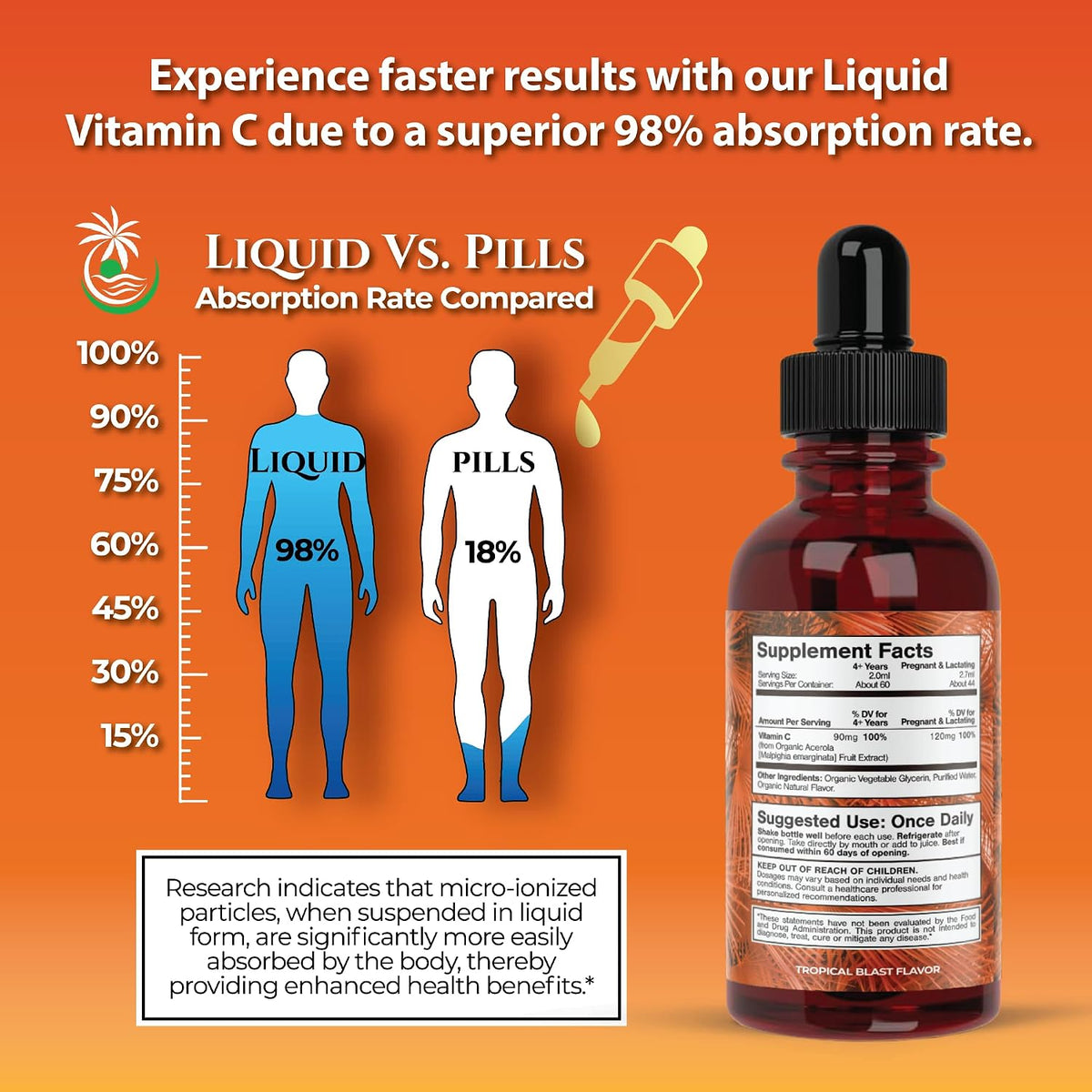 Tropical Oasis USDA Organic Liquid Vitamin C Drops for Adults and Children - görsel 3