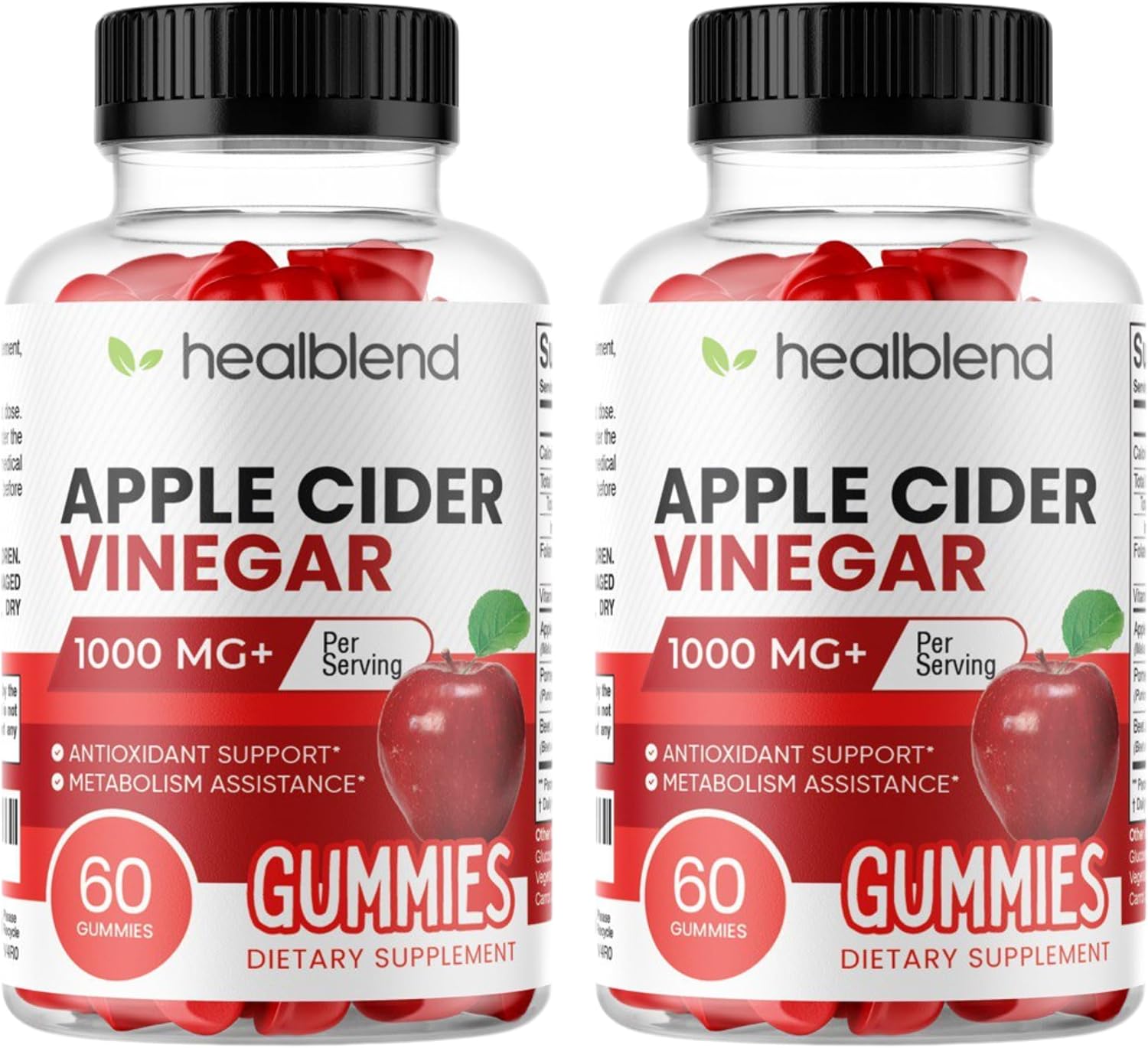 healblend Apple Cider Vinegar Gummies with Vitamin B12 - 120 Count (2 Pack) - görsel 1