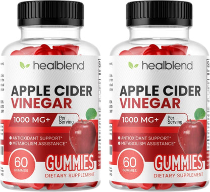 healblend Apple Cider Vinegar Gummies with Vitamin B12, Pomegranate & Beet - 1000mg per Serving - Vegan, non-GM, Gluten-Free (3-Pack, 180 Count)