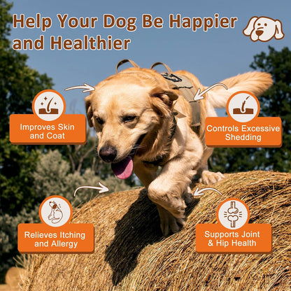 NATURE TARGET Omega-3 Fish Oil for Dogs, Salmon Flavour - 120 Soft Chews with EPA, DHA, Zinc, Biotin, Vitamin E and C
