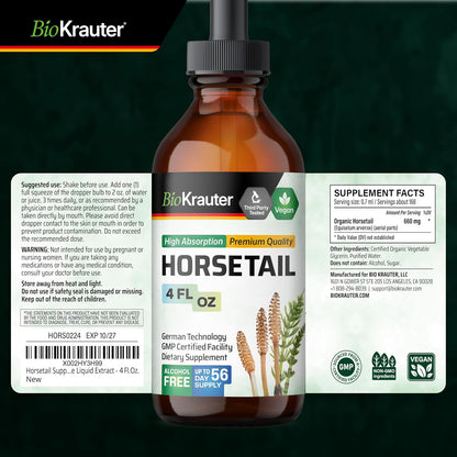 BIO KRAUTER® Horsetail Supplement - Hair, Skin & Nails Liquid Drops - 118 ml