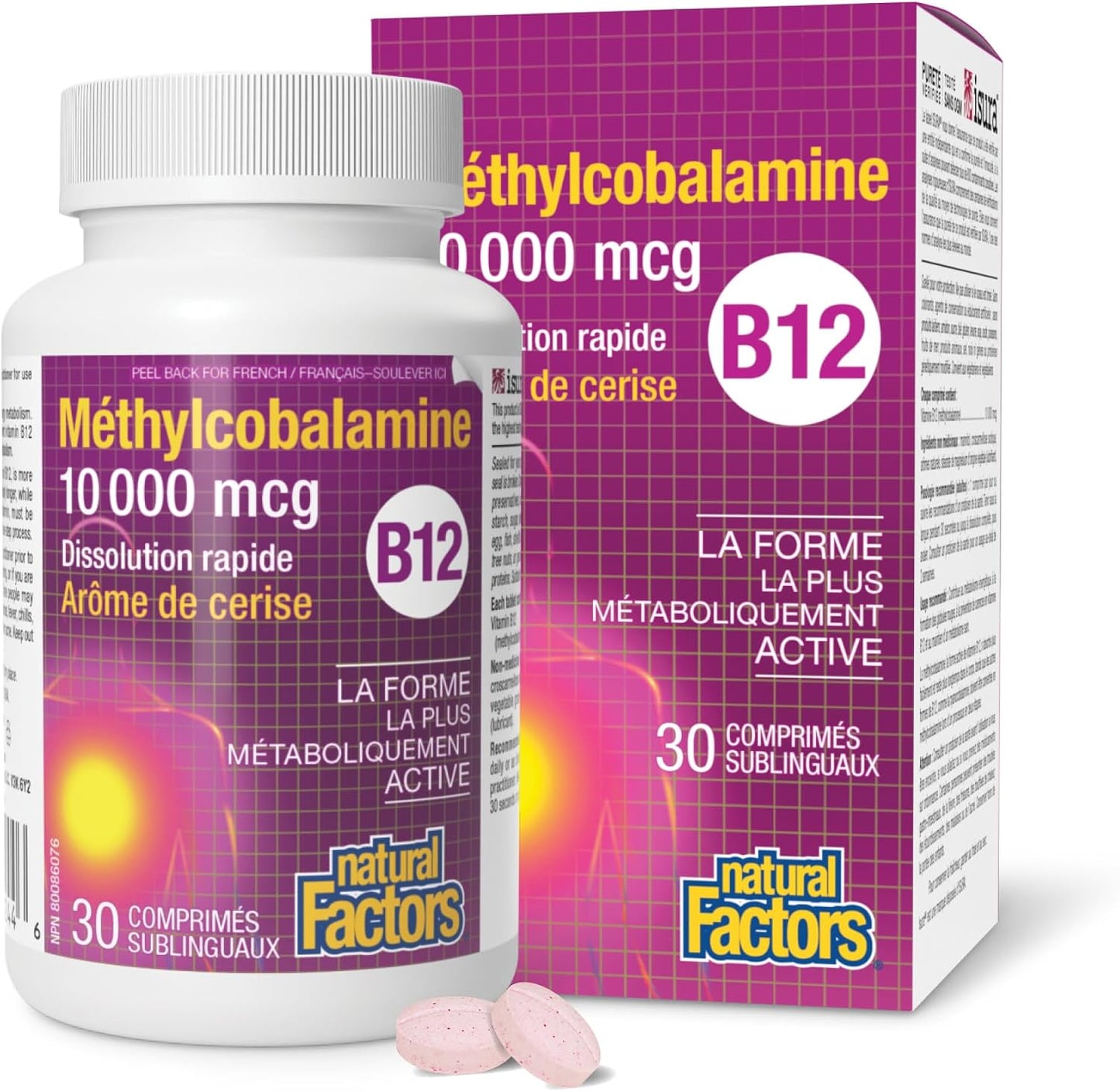 Natural Factors Methylcobalamin 10,000 mcg - Vitamin B12 Supplement - Metabolically Active Form - 30 Chewable Tablets - görsel 6