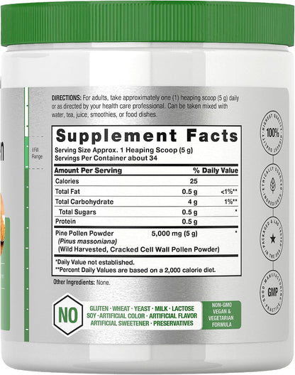 Horbäach Pine Pollen Powder - Cracked Cell Wall, 6 oz (170 g)