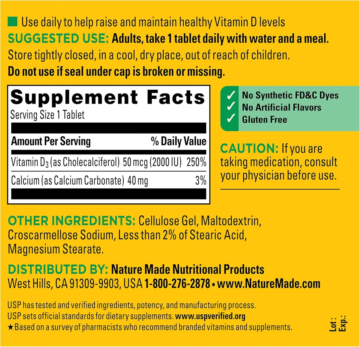 Nature Made Vitamin D3 2000 IU (50 mcg) Tablets, 400 Count - görsel 7