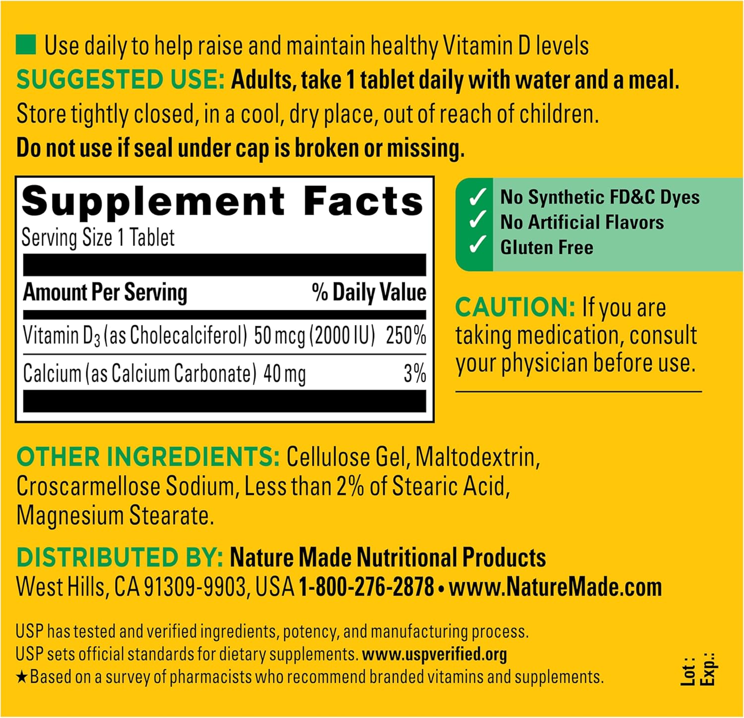Nature Made Vitamin D3 2000 IU (50 mcg) Tablets, 400 Count - görsel 7