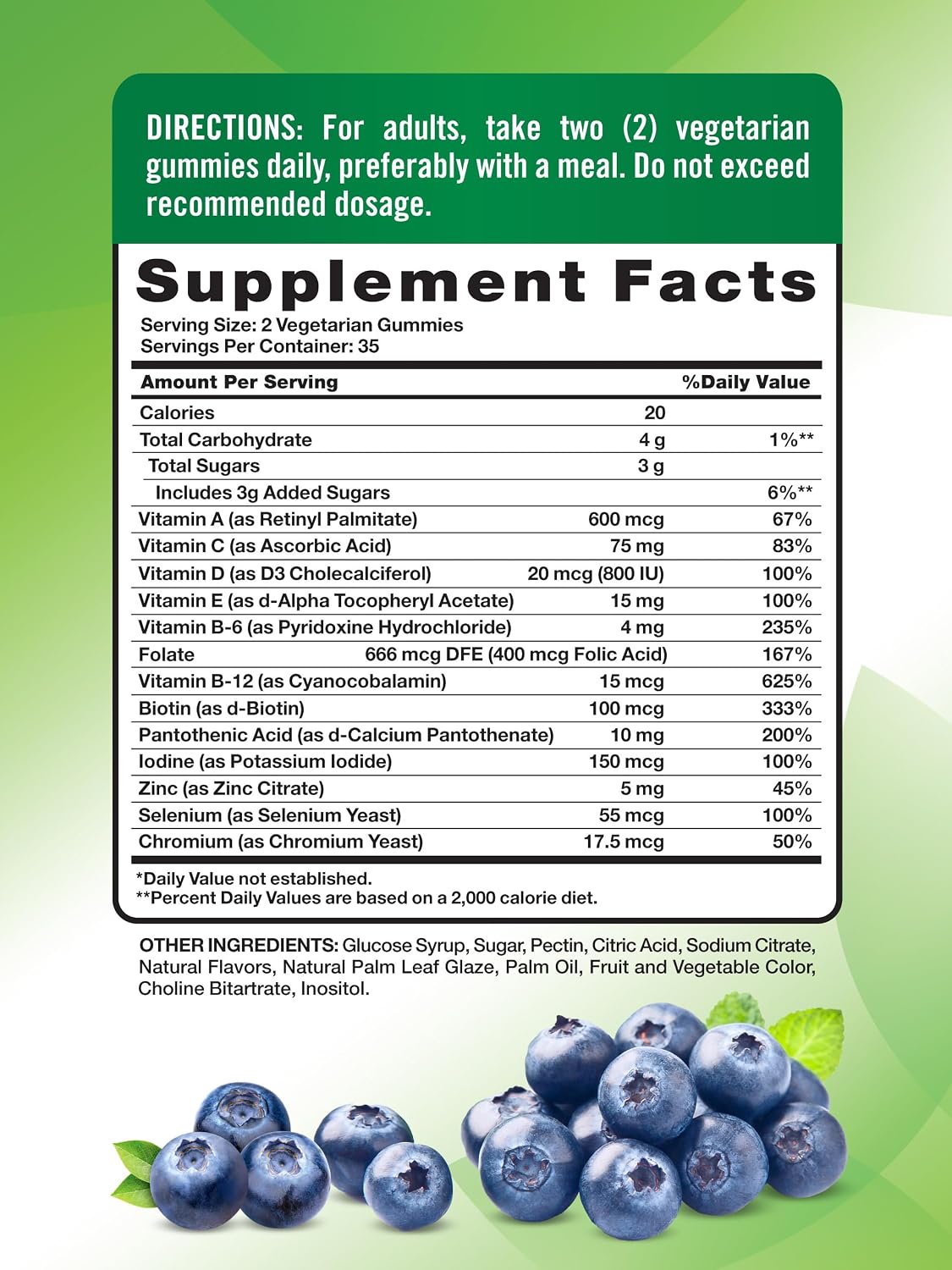 Nature's Truth Multivitamin for Men Gummies – 70 Gummies – Blueberry Flavour – with B12, D3 & Zinc – Vegetarian, Non-GMO & Gluten-free - görsel 2