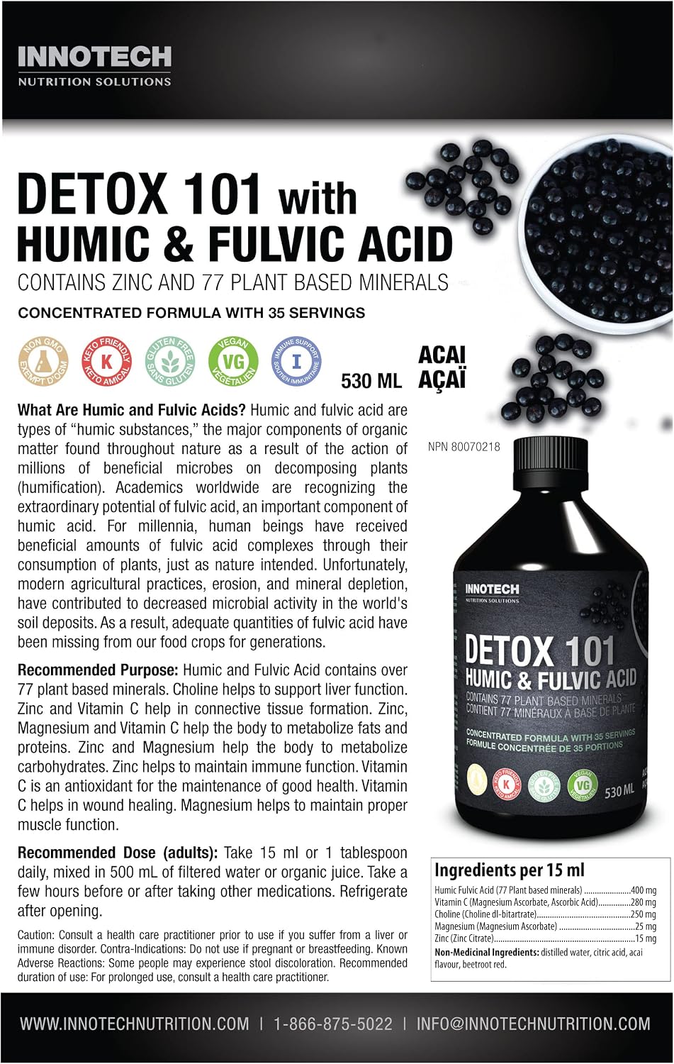INNOTECH Nutrition: Detox 101 with Humic and Fulvic Acid, Acai, Green Tea - 500ml - görsel 4