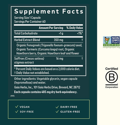 Gaia Herbs Period Cycle Serenity - with Saffron for Mood Support - 60 Vegan Liquid Phyto-Caps (60 Servings)