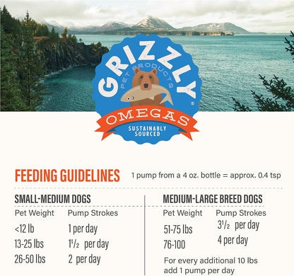 Grizzly Salmon Plus Omega 3-6-9 Liquid Food Supplement for Dogs and Cats, 118 ml Bottle