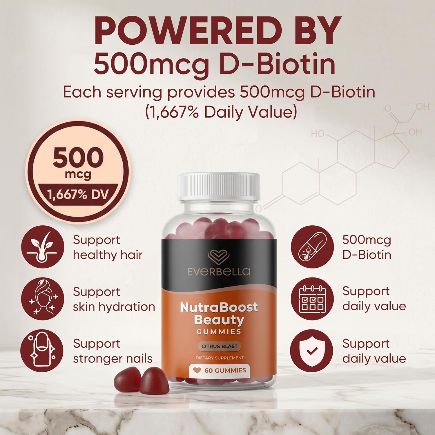 NutraBoost Beauty Gummies | Beauty Support Formula with Amino Acids, Bamboo Silica, Resveratrol, Biotin & Vitamin C - görsel 7