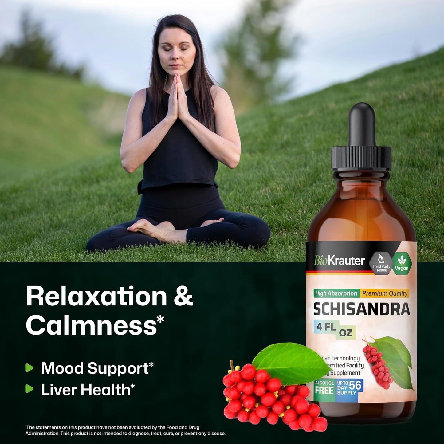 BIO KRAUTER Schisandra for Calm & Relaxation - Liquid Mood Support Supplement, 118 ml - görsel 2