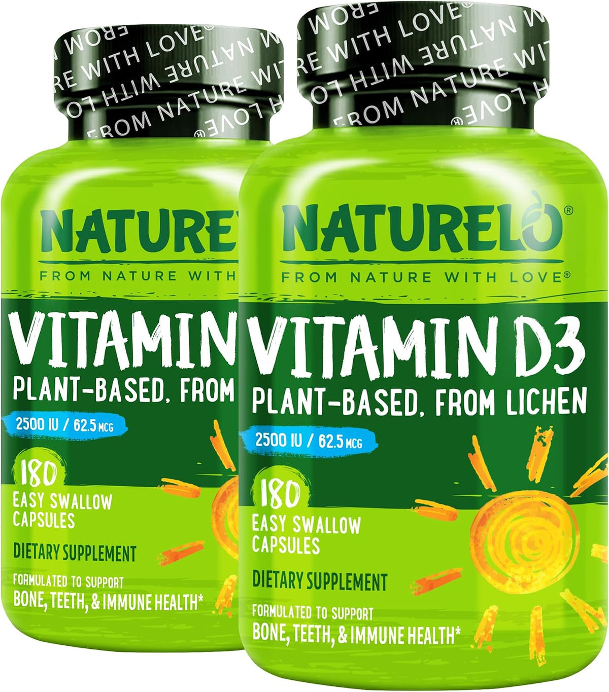 NATURELO Vitamin D3 2500 IU - Plant Based from Lichen - Vegan Supplement for Immune & Bone Health - 120 Capsules - görsel 8