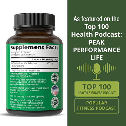 Peak Performance Ultra High Purity NAD Supplement Capsule