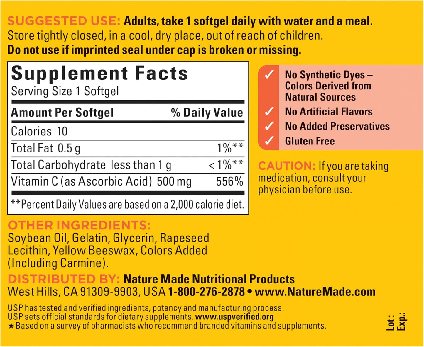 Nature Made Vitamin C 500 mg, 60 Softgels - görsel 7