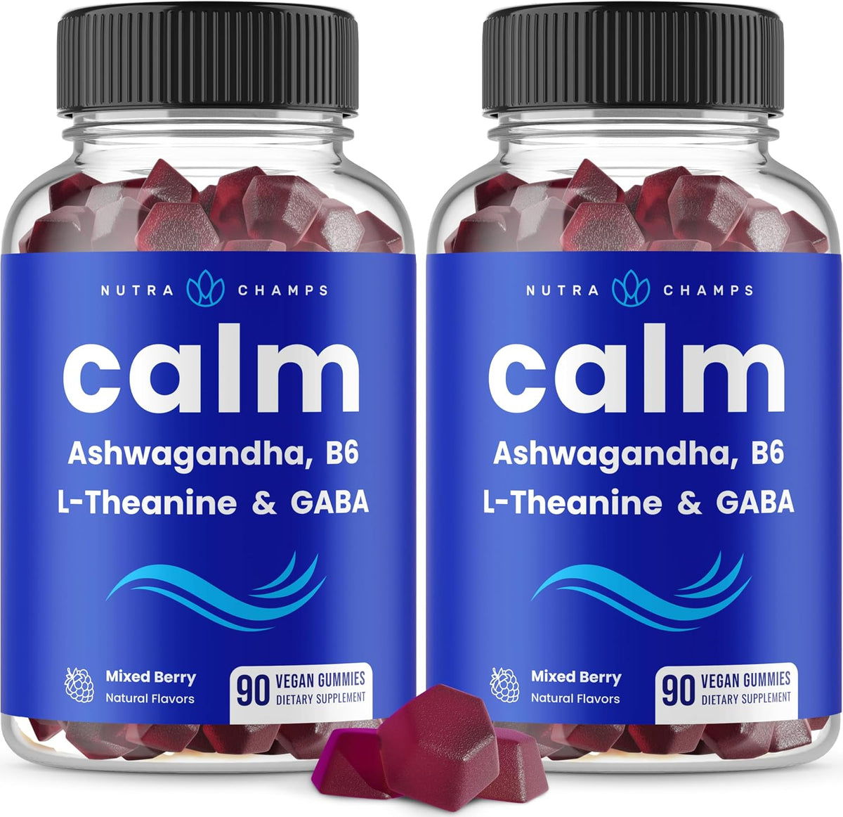 NutraChamps Calm Gummies, Stress Gummies Food Supplement with Ashwagandha, L-Theanine, GABA, Vitamin B6 & Lemon Balm, Supports Mood, Focus & Stress Relief, Natural Berry Flavour, 90 Gummies - görsel 9