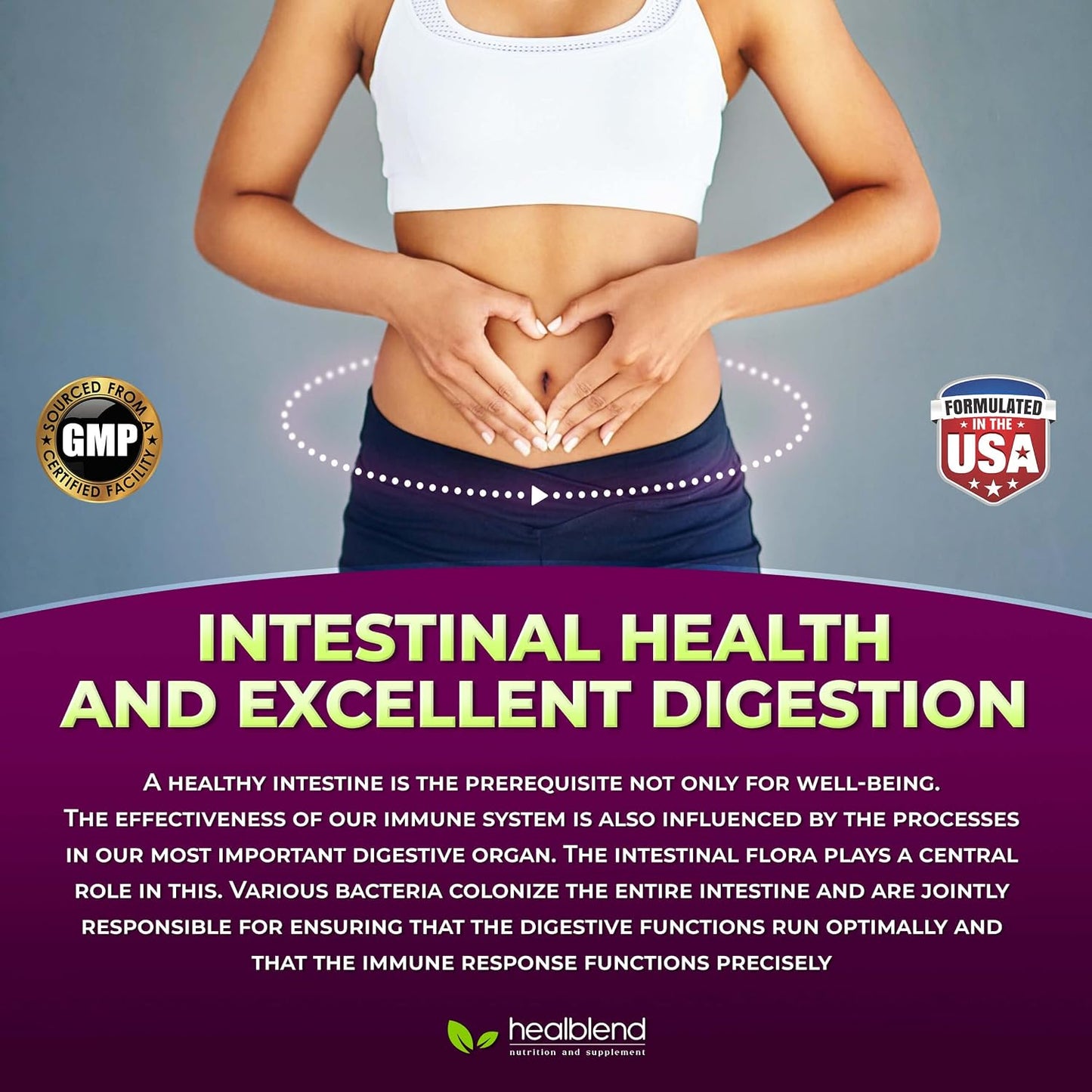 healblend Probiotic Capsules – Digestive Health & Immune Support, Non-GMO, Gluten-free, 120 Veg Caps - görsel 8