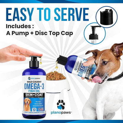 Planopaws Omega-3 Fish Oil for Dogs – Wild-Caught Liquid Fish Oil Supplement