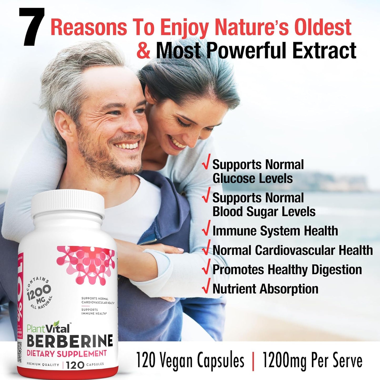 Plantvital Berberine 1200mg (per 2 Capsules) – Immune & Heart Support, 120 Capsules, Non-GM, Vegan, Gluten-free - görsel 2