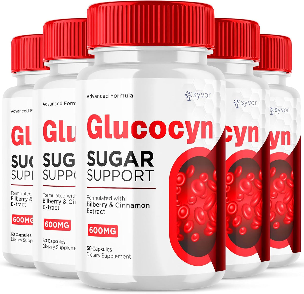 (5 Pack) Glucocyn Capsules, Official Glucocyn Glycogen Supplement Capsules with All Natural Ingredients, Advanced Formula Support Capsules with Max Strength Premium Vitamins for Women and Men (300 Capsules) - görsel 1