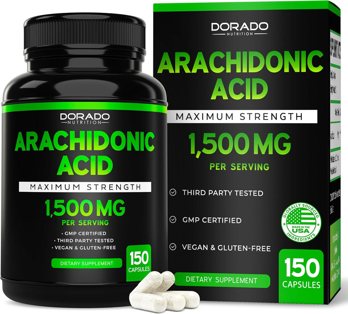 Dorado Nutrition Arachidonic Acid Supplement 1500mg, 150 Capsules - görsel 1
