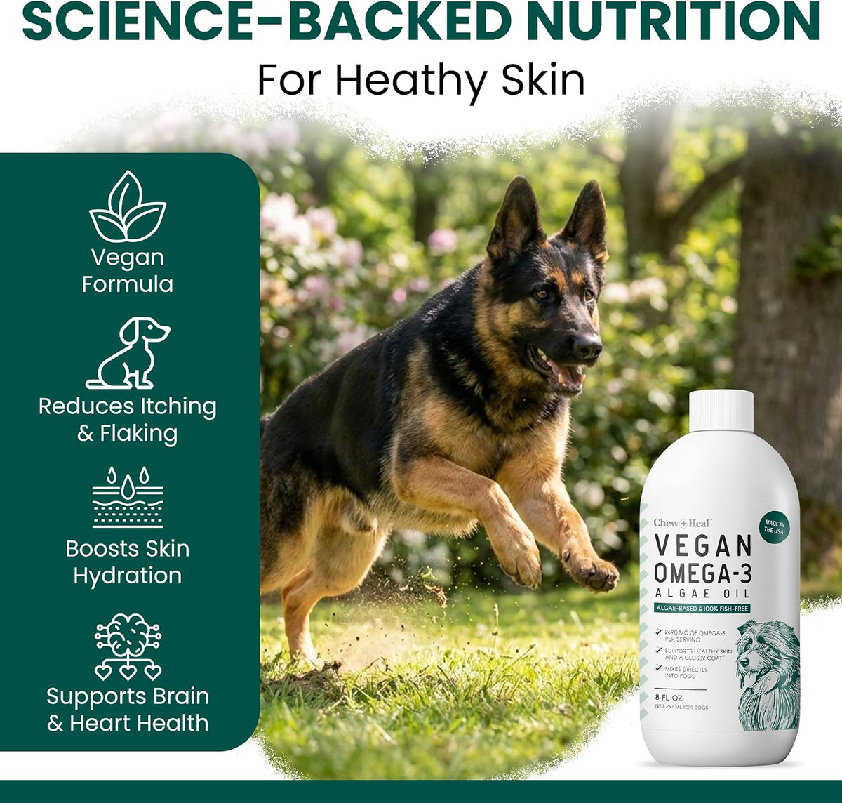 Chew + Heal Labs Vegan Omega-3 Oil for Dogs - 225 ml - görsel 3