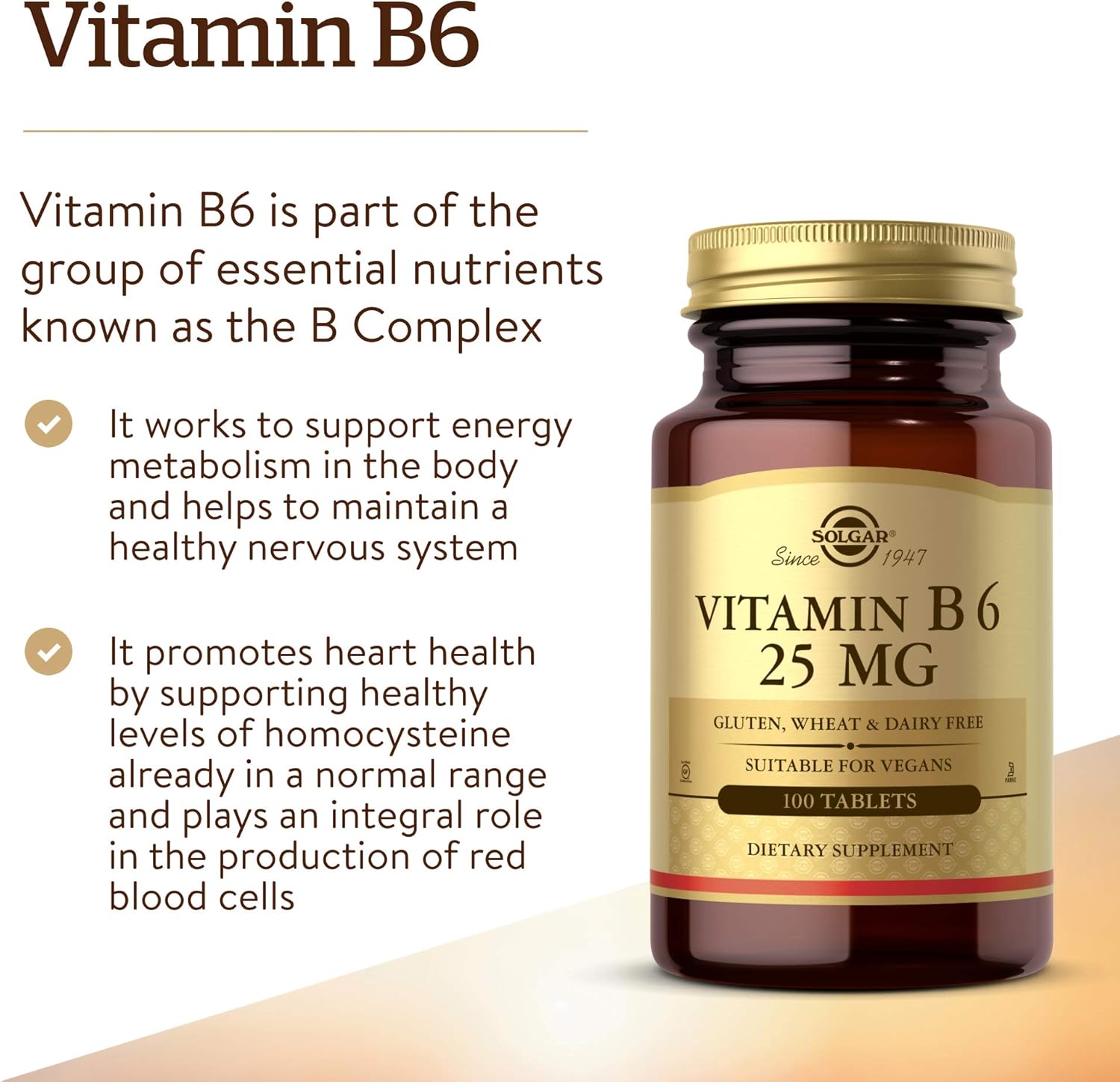 Solgar Vitamin B6 25 mg, 100 Tablets - görsel 3