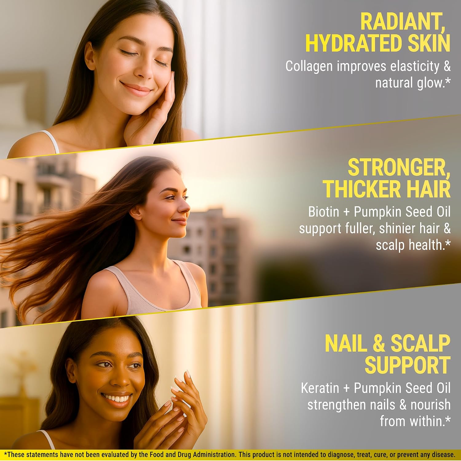 Biotin 10000mcg with Collagen, Keratin & Pumpkin Seed Oil - Hair, Skin & Nail Supplement - görsel 5