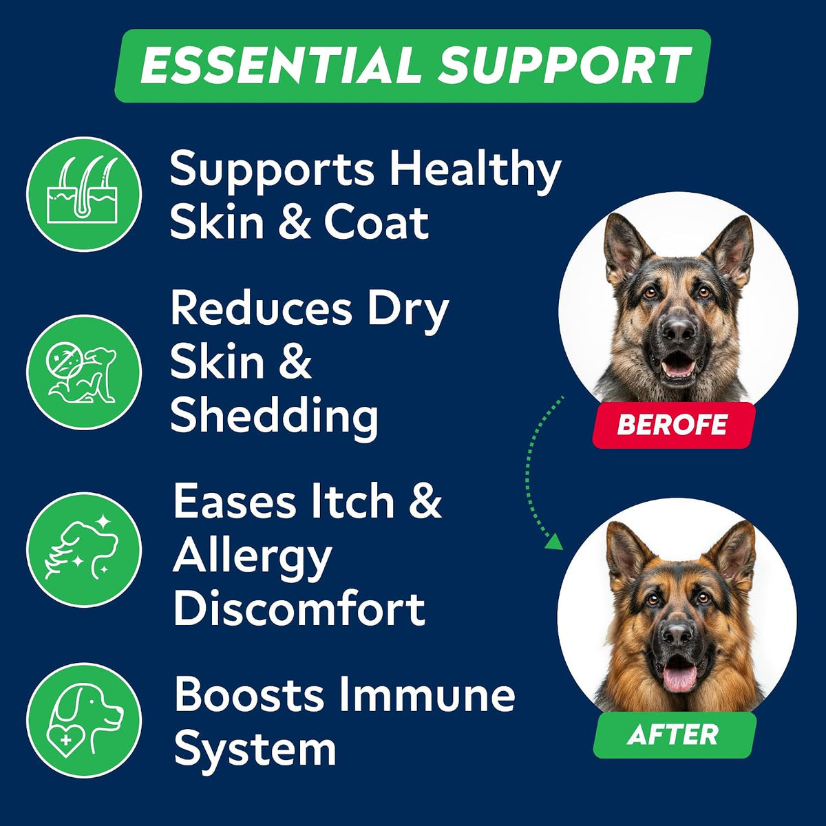 STRELLALAB Fish Oil Omega-3 6 9 Chews for Dogs - Allergy and Itch Relief - Skin and Coat Supplement - 360 Treats - görsel 2