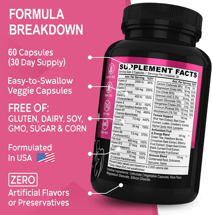 DR. BO Women's Multivitamin - Natural Daily Multivitamin with Magnesium & Zinc - Iron & Soya Free