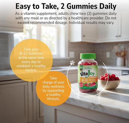 21st Century Extra Strength Vitamin B12 Gummies 3000 mcg - Energy and Nerve Support, Vegan and Gluten-free, Raspberry, 90 Count