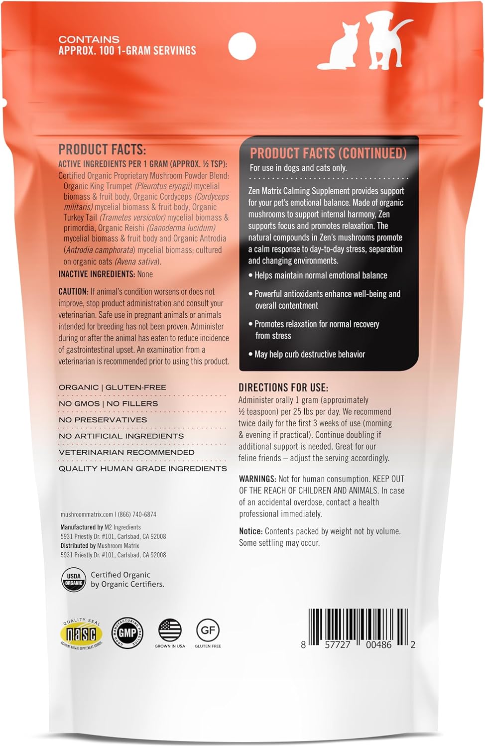 Om Mushroom Matrix Pet - Zen Matrix Mushroom Blend | Organic Calming Support for Dogs and Cats | 100g - görsel 2