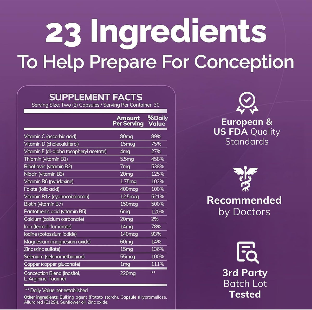 CONCEIVE PLUS Women's Fertility Support – Prenatal Multivitamin for Trying to Conceive – Conception Blend, Hormonal Support – 30 Days - görsel 8