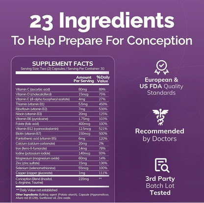 CONCEIVE PLUS Women's Fertility Support – Prenatal Multivitamin for Trying to Conceive – Conception Blend, Hormonal Support – 30 Days