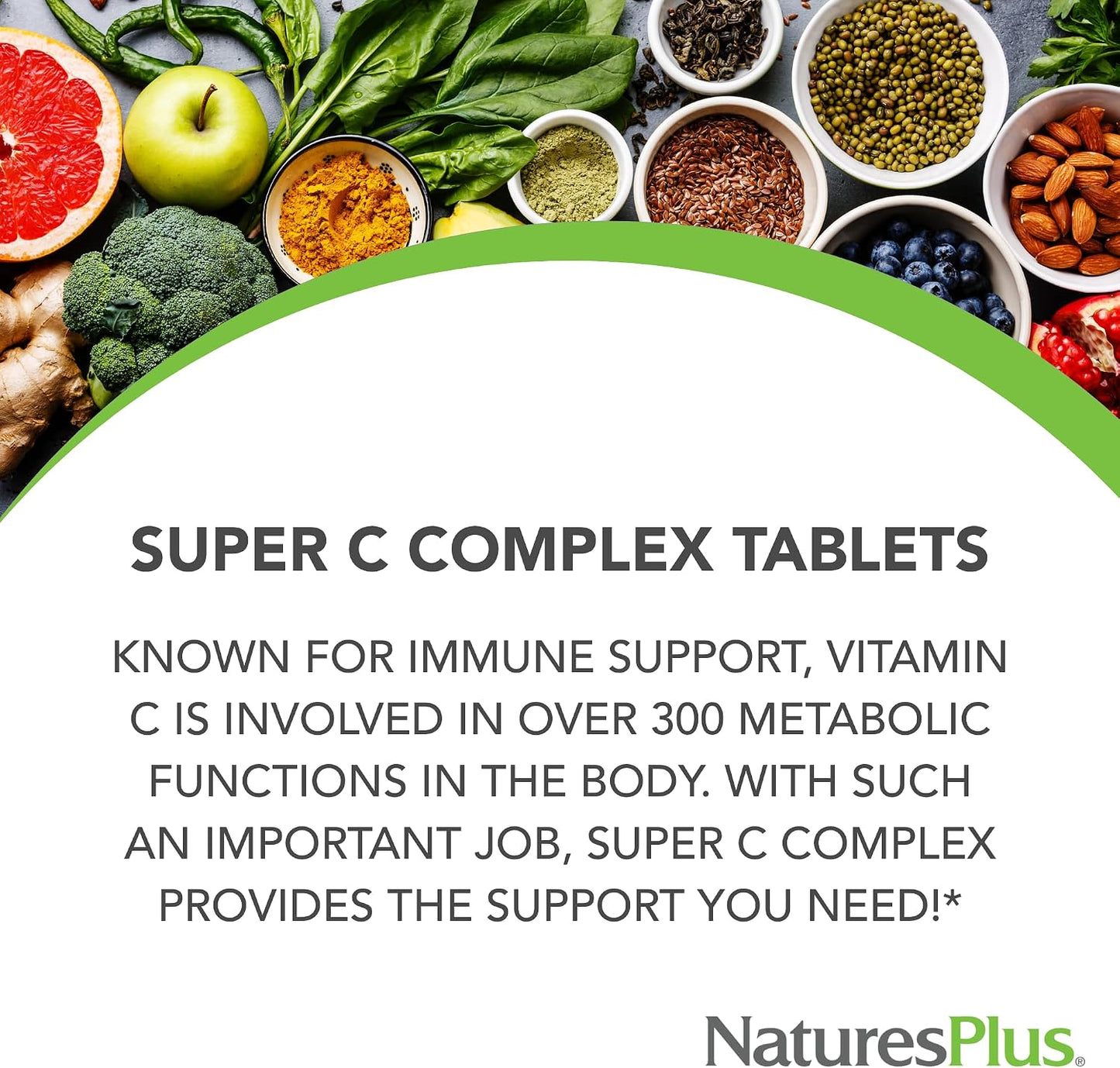 NaturesPlus Super C Complex, Sustained Release - 1000 mg Vitamin C with 500 mg Bioflavonoids - 60 Tablets - görsel 3