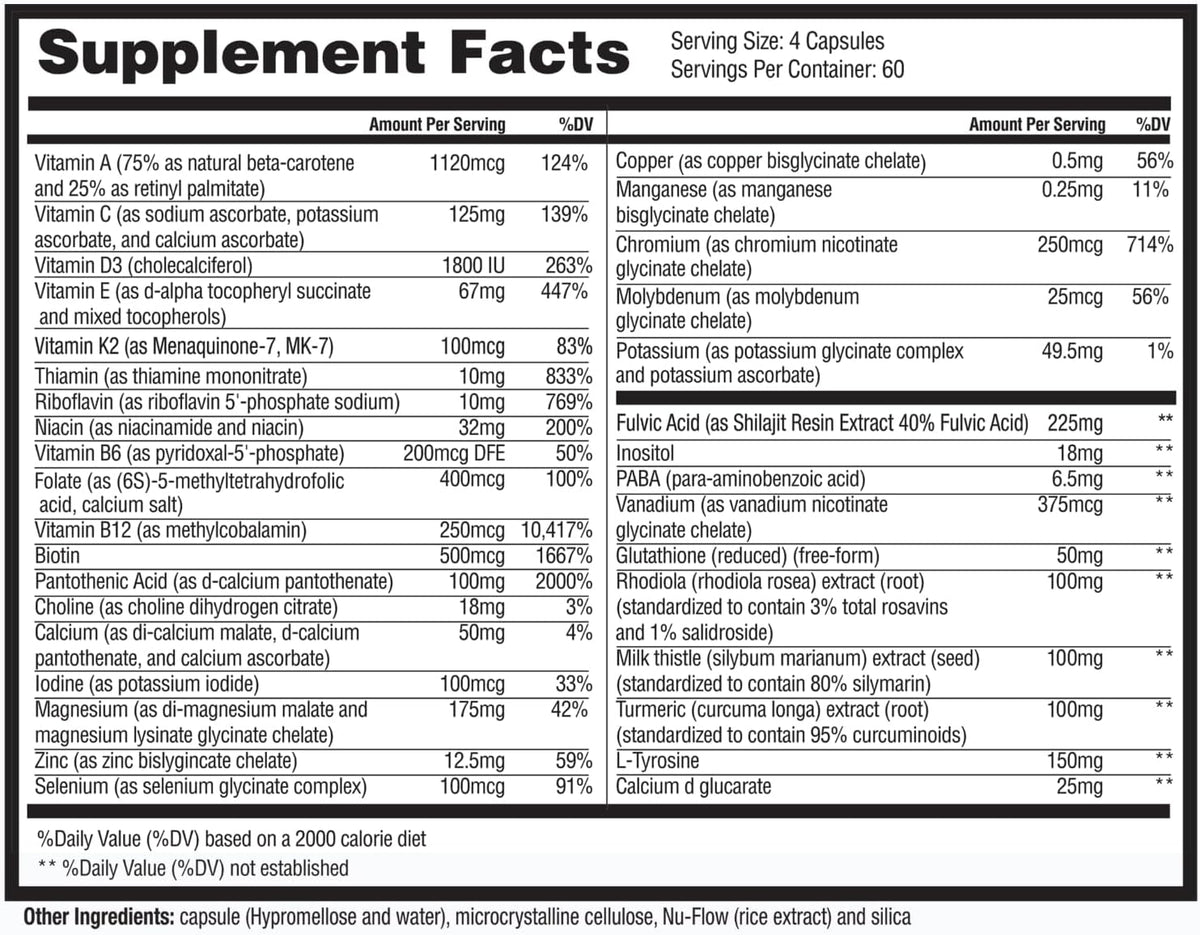 Dr. Westin Childs - Thyroid Daily Essentials - Multivitamin for Women & Men with Immune & Stress Support - Iodine, Zinc, Selenium, Fulvic Acid, Activated B Vitamins, K2, L-Tyrosine, Rhodiola - 240 Capsules - görsel 6