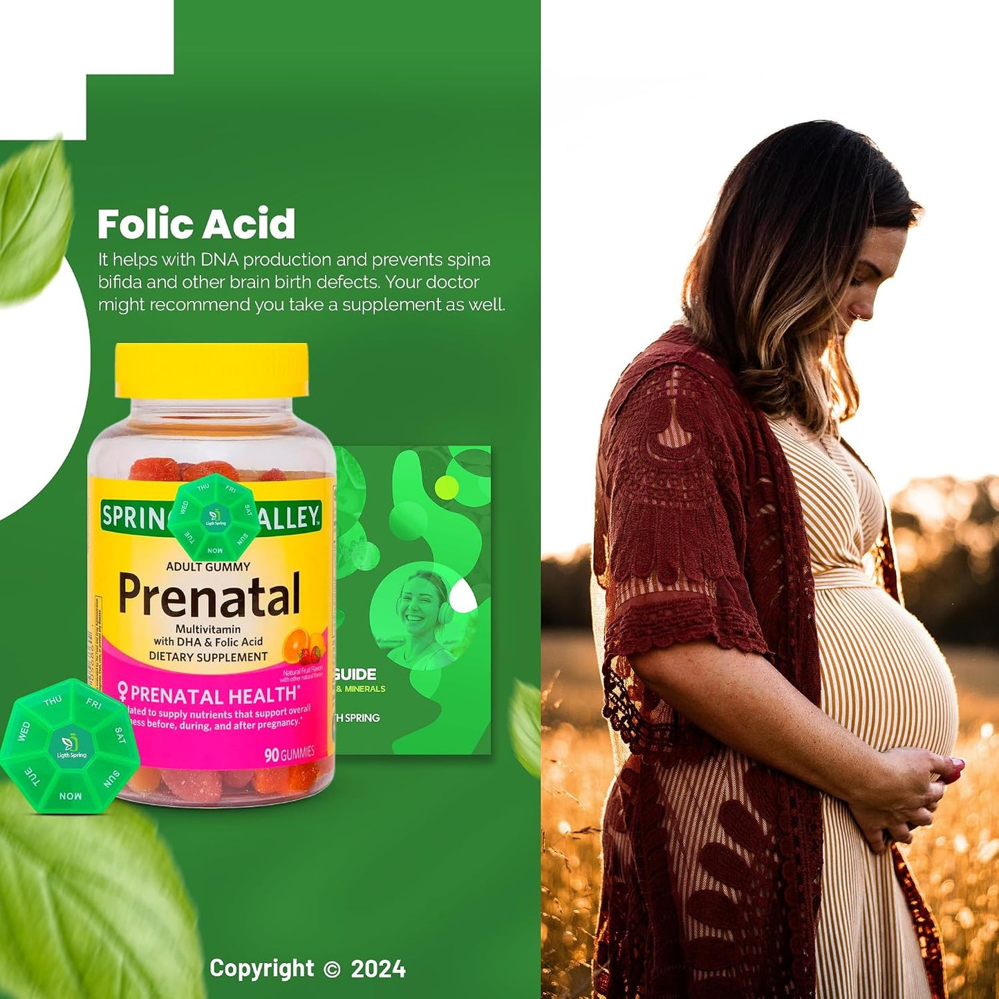 Prenatal Multivitamin Gummies, 90 Gummies with Exclusive Bundle: Vitamins & Minerals A to Z - Better Light&Spring Guide - görsel 4